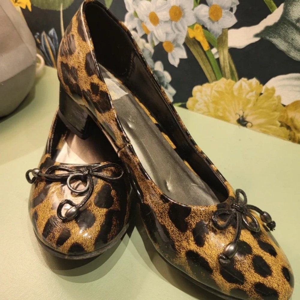 Lily Lotus Leopard Print Heels with Black Details